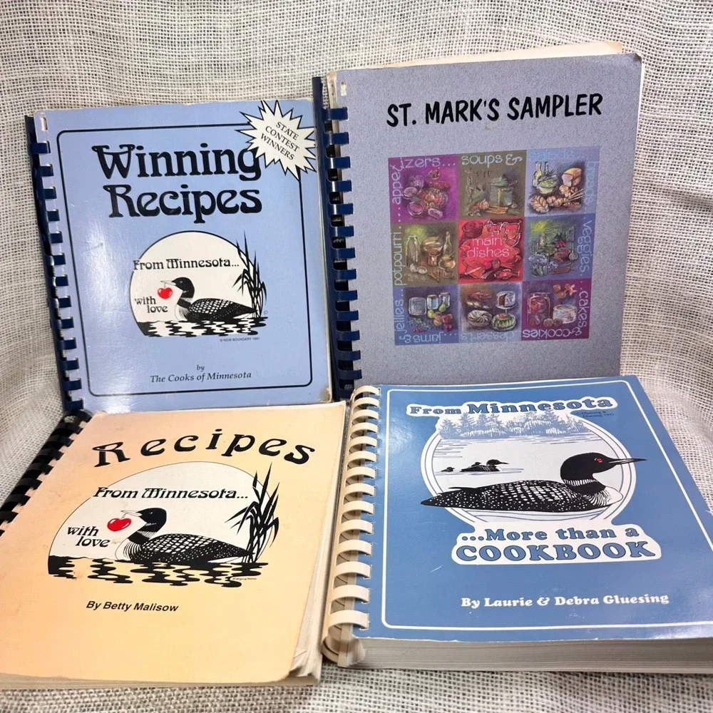 Vintage Minnesota Cookbook Lot of 4 Winning Recipes St Marks Sampler 1980s 1990s